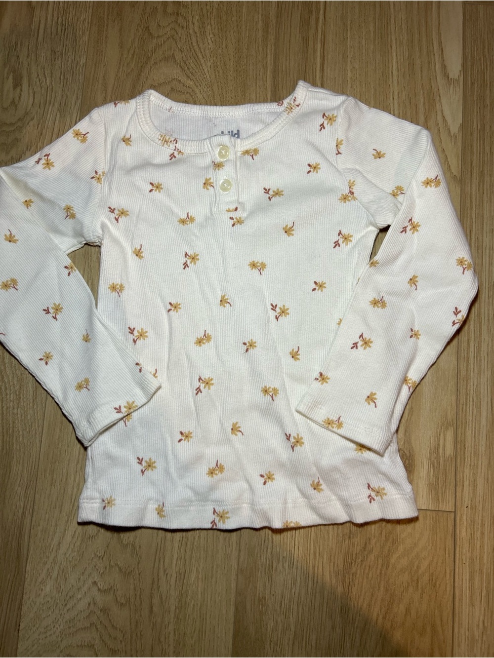 Carter's White Long-Sleeve Floral Henley Top